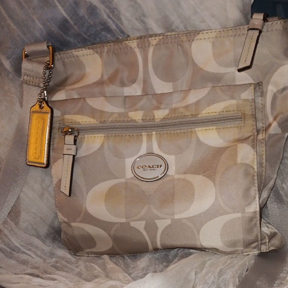 Coach Handbags - Coach Tan and Cream Crossbody Bag
